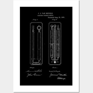 Electric Current Meter Vintage Patent Hand Drawing Posters and Art